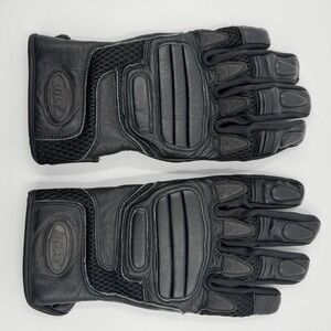 BILT Mens XL Black Leather Motorcycle Gloves Padded Knuckle Guards Waterproof